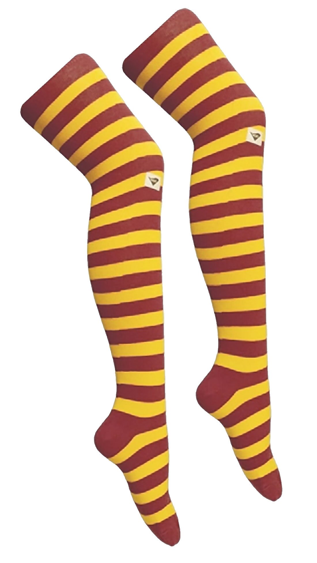21Fashion Women's Wine And Yellow Stripey Striped Overknee Over The Knee Long Socks