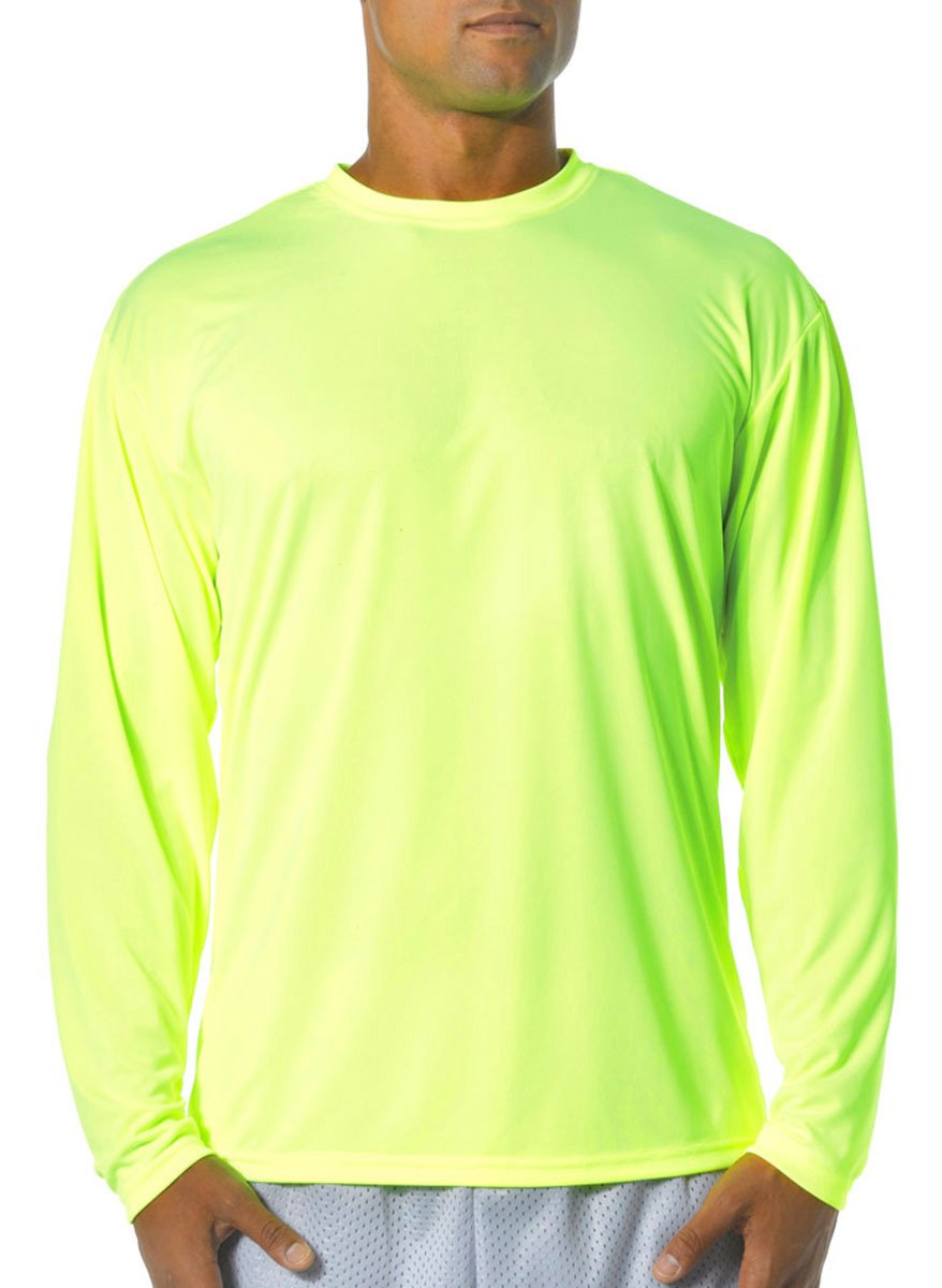 A4 Adult Cooling Performance Long-Sleeve T-Shirt, Sfty Yellow, Large