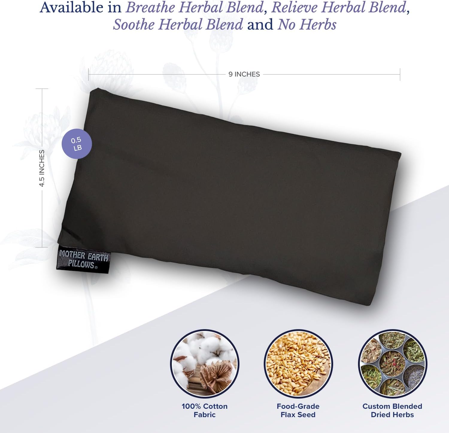 Mother Earth Pillows Therapeutic Eye Pillow (Black - No Herbs Added)