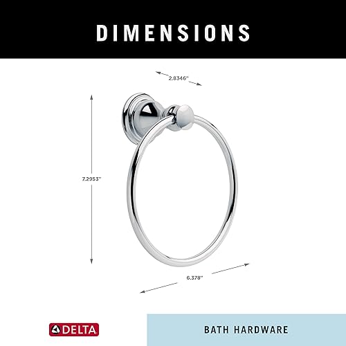 Miniatura 7 de Delta Aubrey AUB46-PC - Toallero de mano cromado pulido para toallas de baño redondo para colgar toallas de baño para cocina, accesorios de baño