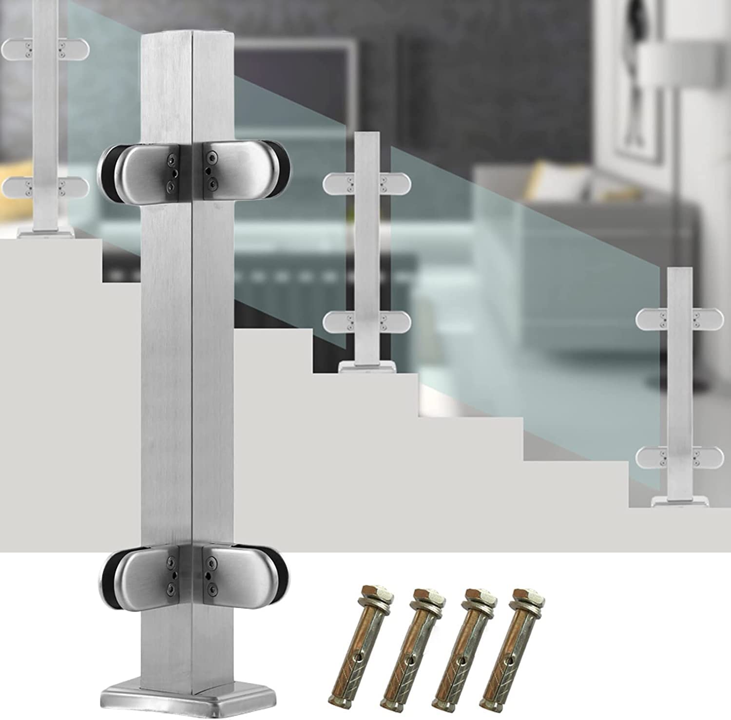 Poteau de serrage pour balustrade en verre sans perçage pour escaliers