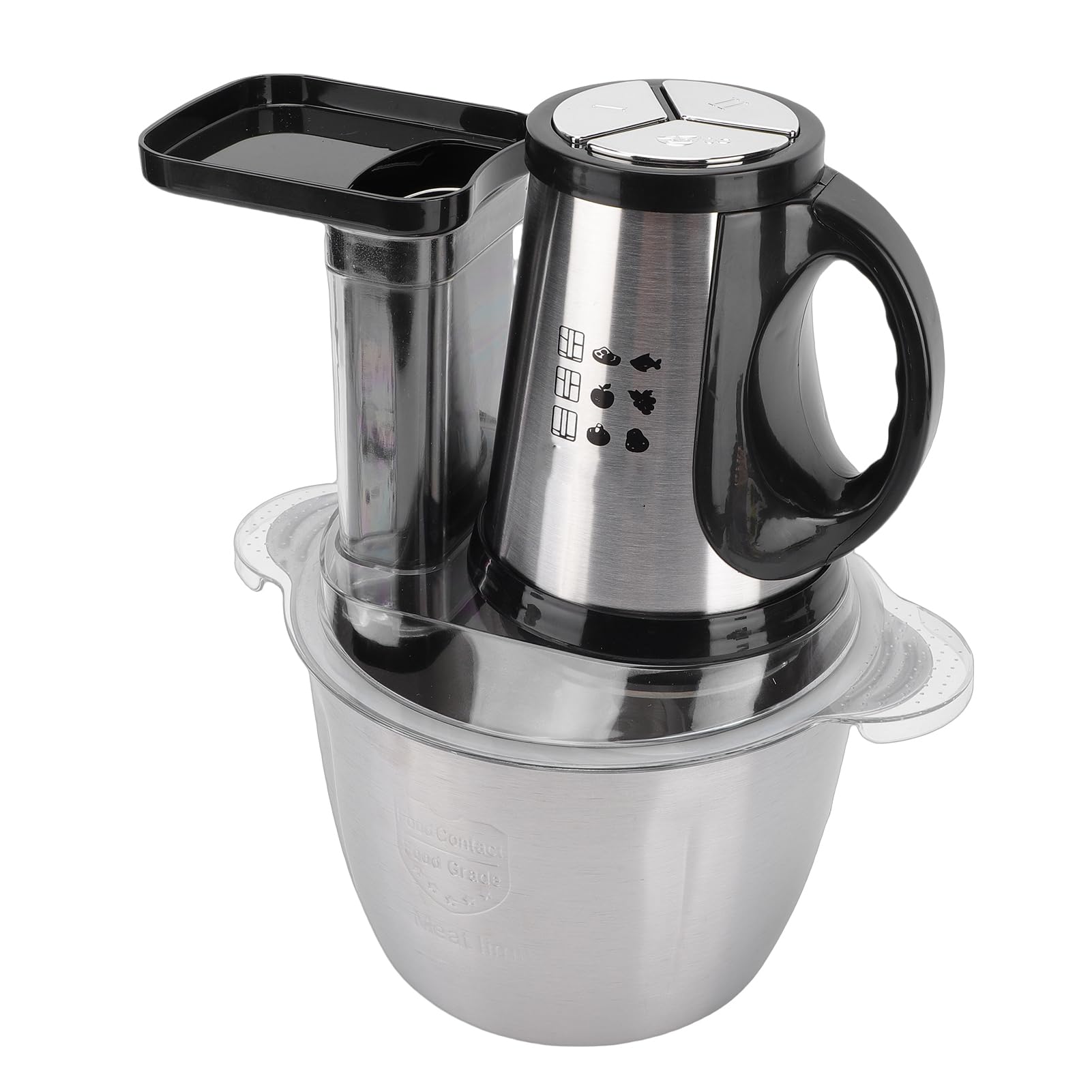 HEEPDD Procesador de Alimentos, Picadora de Carne, Picadora de Verduras, Motor de 300 W, Tazón de Acero Inoxidable de 3 Litros, Diseño Compacto de 9,8 X 12,6 Pulgadas para Preparación de Comidas en