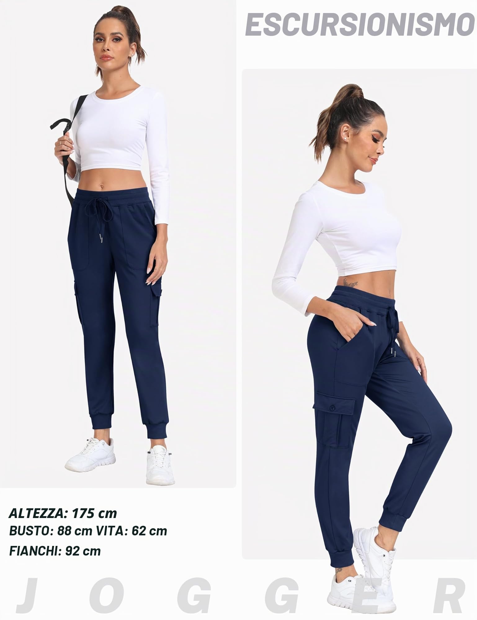 JINSHI Pantaloni Cargo Donna Pantaloni Tuta Fodera in Micropile Caldi Sportivi Felpa Jogger Invernali con Grandi Tasche