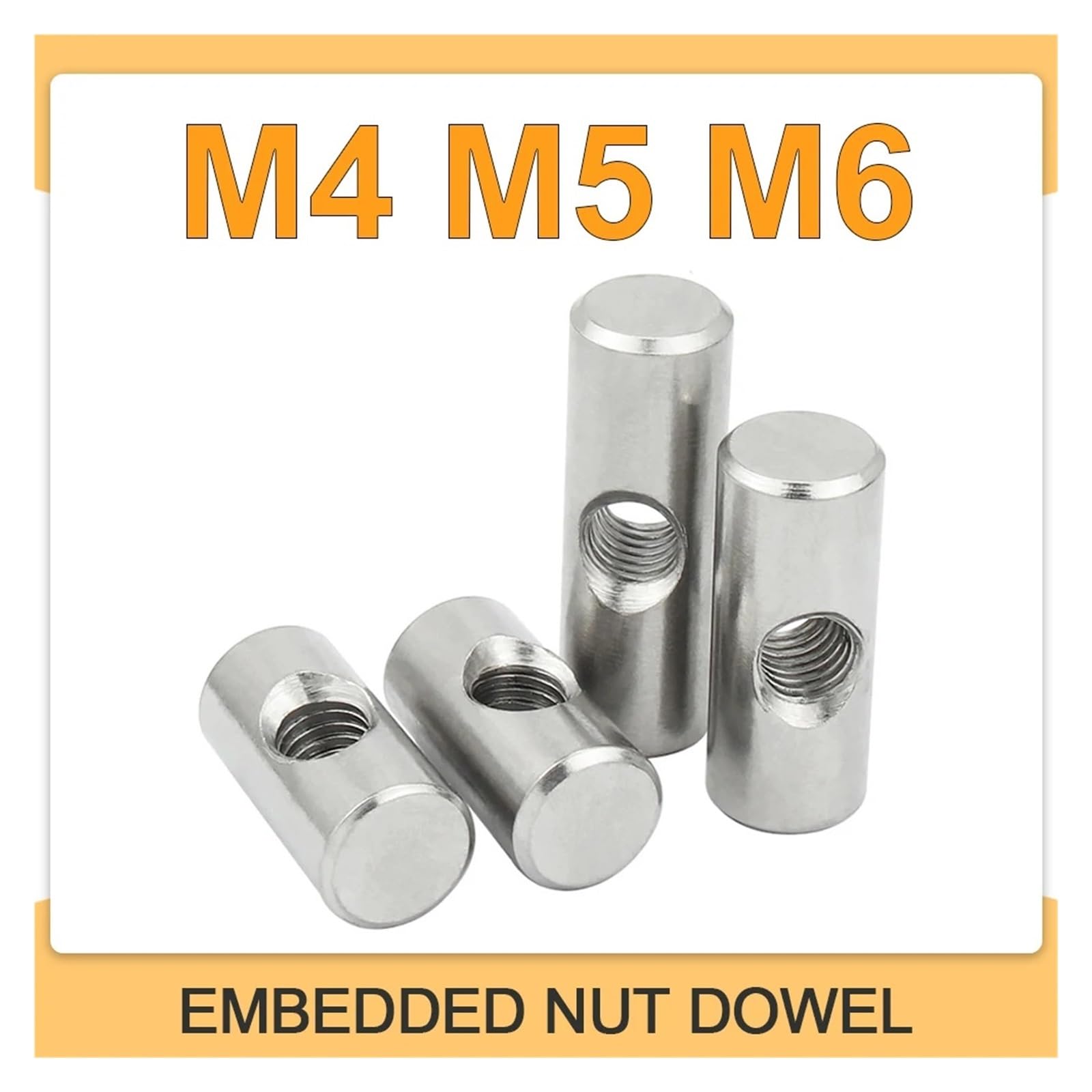 Fassschrauben M4 M5 M6 Zylinderstift 304 Edelstahl Dübel Kreuzloch Hammer eingebettete Mutter for Holzmöbelzubehör (Size : OD6 M4x20(5PCS))