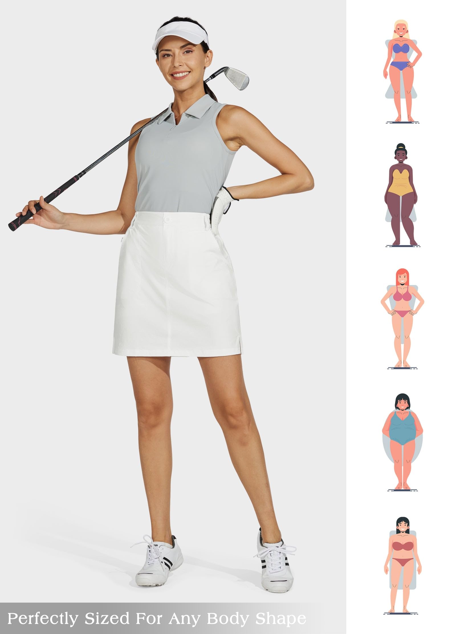 Willit Falda pantalón casual de golf para mujer, UPF 50+, de secado rápido, bolsillos con cremallera, para senderismo al aire libre