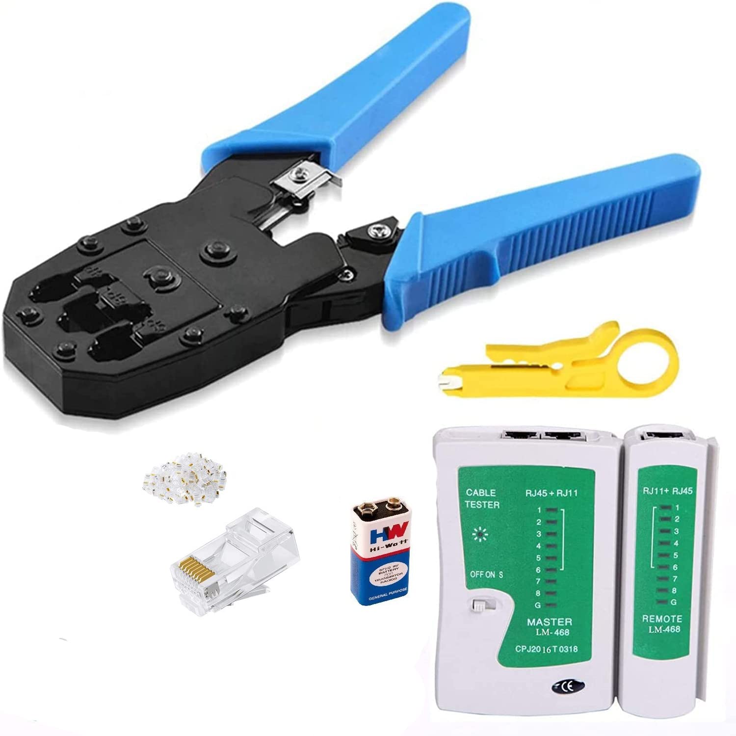 CivON RJ45 Cable Crimping Tool 3 in 1 Modular Crimping Tool with RJ45 Connector Cat5/Cat6 Cable RJ45 Lan Tester WIth 9v Batter (25 Rj45 Connector) (B0BVKKSWDG) Amazon Price History, Amazon Price Tracker