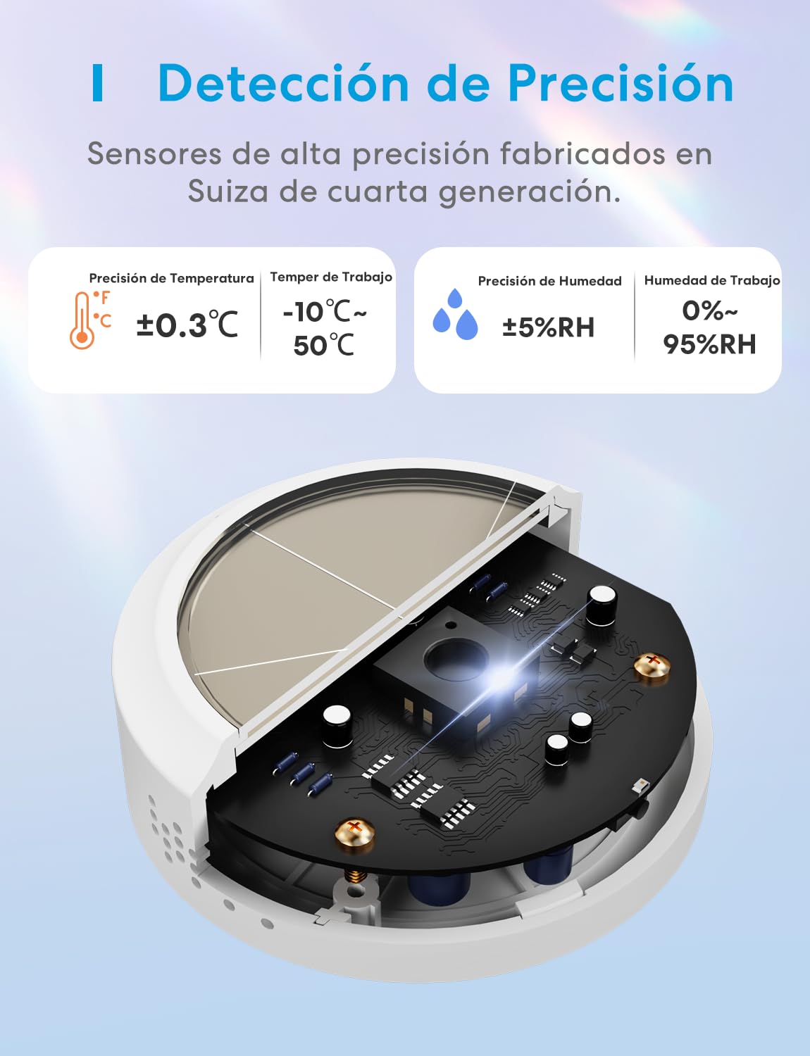 Meross WiFi Termómetro Higrómetro Inteligente, Control con App y Voz, Soporta Alerta y Notificación, Compatible con Apple HomeKit, Alexa, Google Home y SmartThings (Requiere Hub)