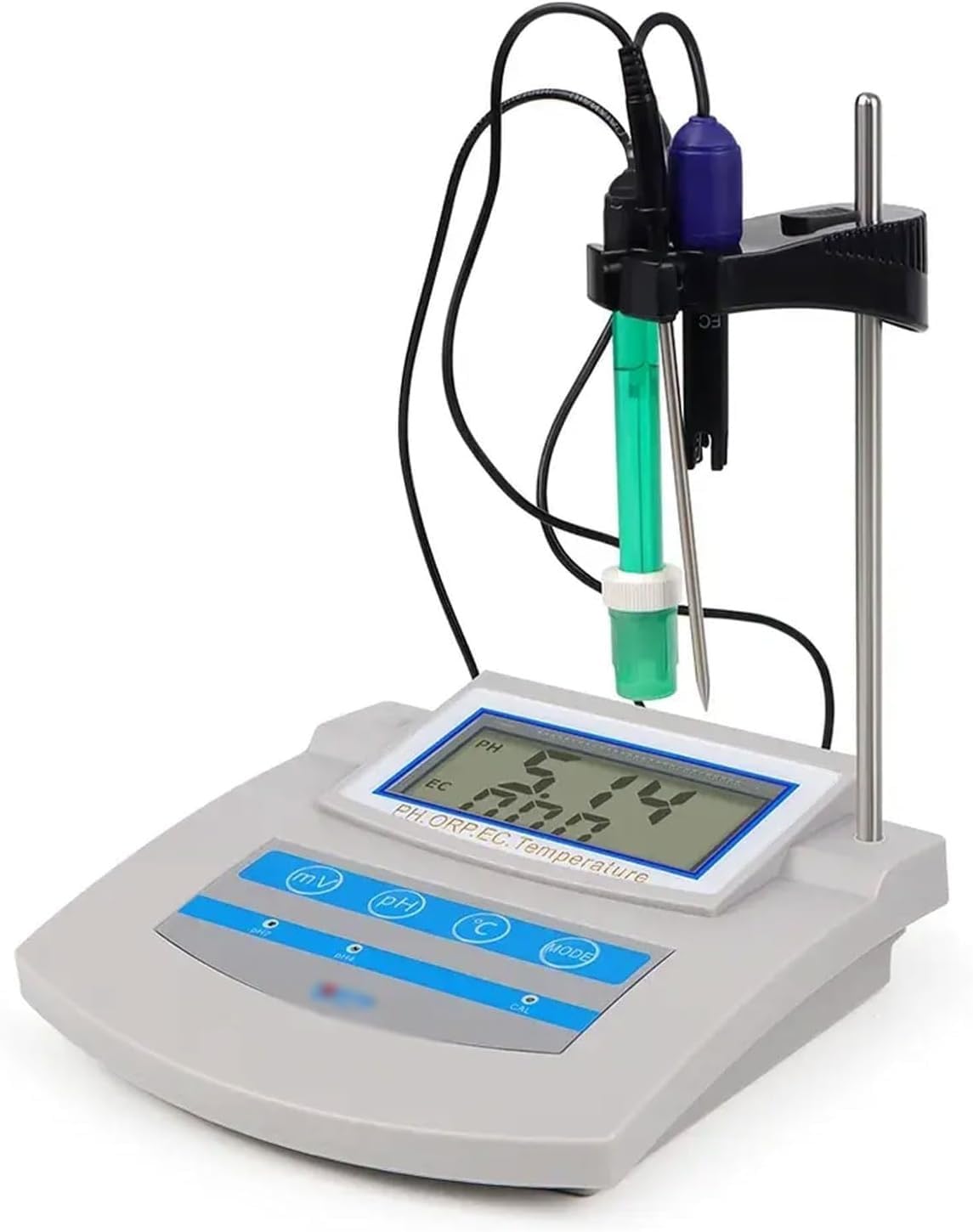 PH-mètre de laboratoire 6 en 1, détecteur de qualité de l'eau de paillasse avec compensation de température, fonction d'économie de données, for aquarium, laboratoire, pêche, ferme, piscine.