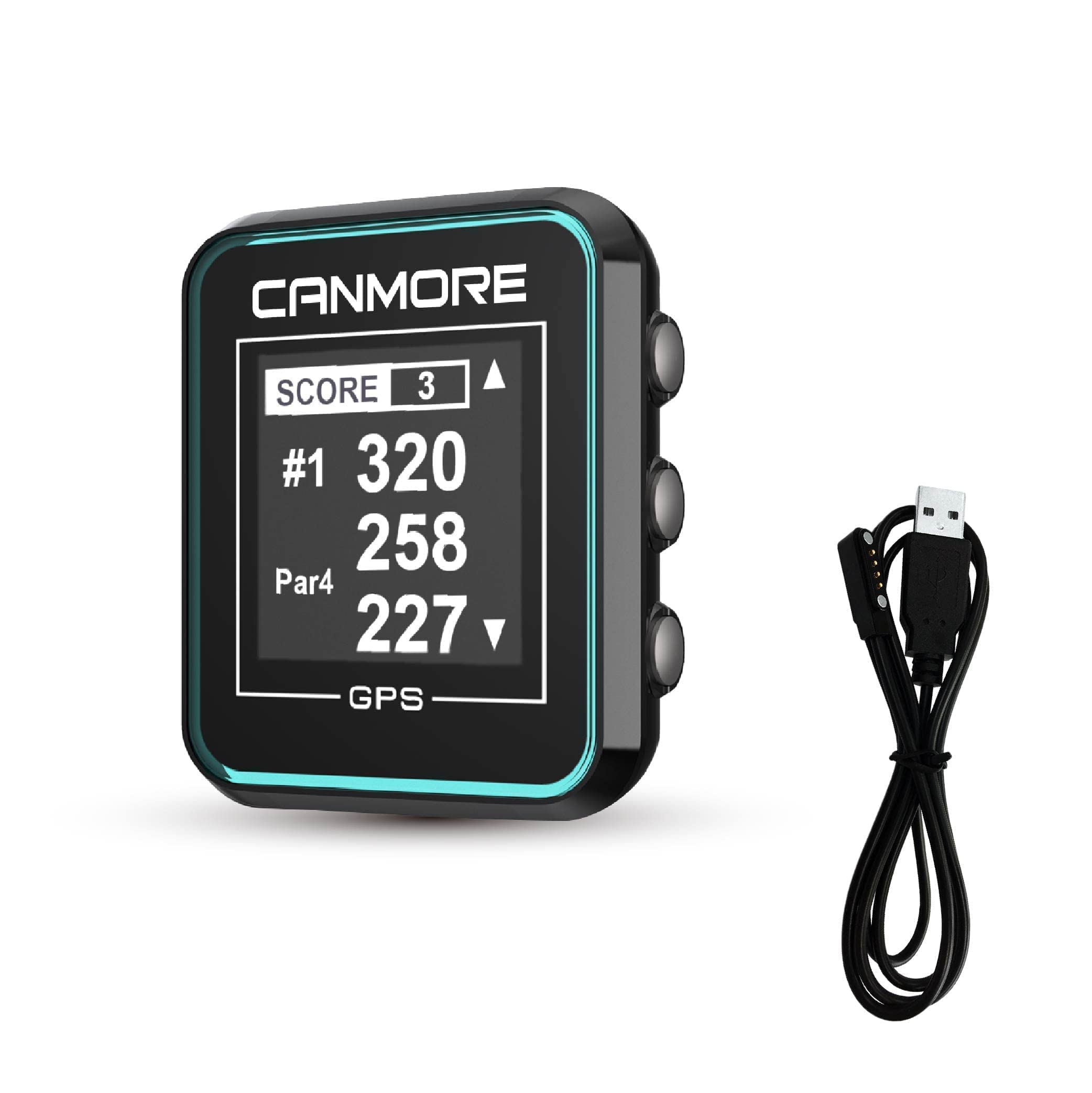 CANMORE HG300 Golf GPS (Turquoise) - (Bundle) + Another Charging Cable - Essential Golf Course Data 