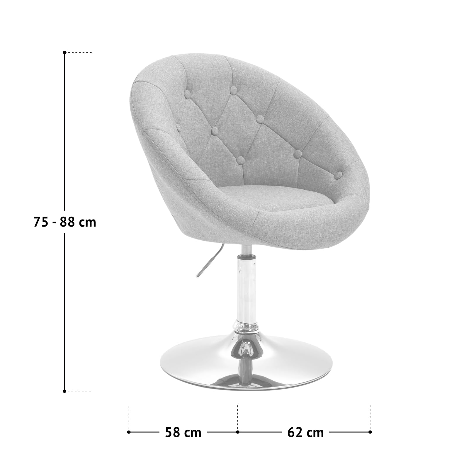 SVITA Havanna Cocktail-Sessel Lounge Clubsessel Drehsessel Samt-Optik glänzend Retro Barhocker Samt Champagner