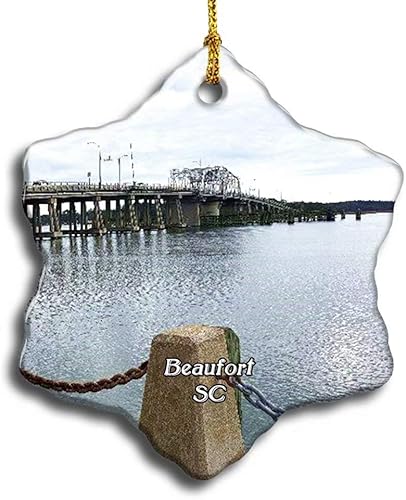 Beaufort Waterfront Park South Carolina USA America - Adorno colgante para árbol de Navidad, copo de nieve de doble cara, cerámica, suministros de