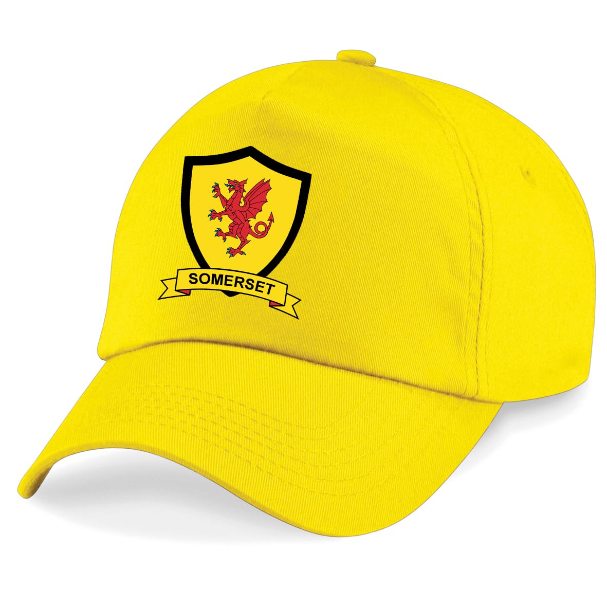 Somerset County Embroidered Baseball Cap Cricket Sport Your County Embroidery (Yellow)