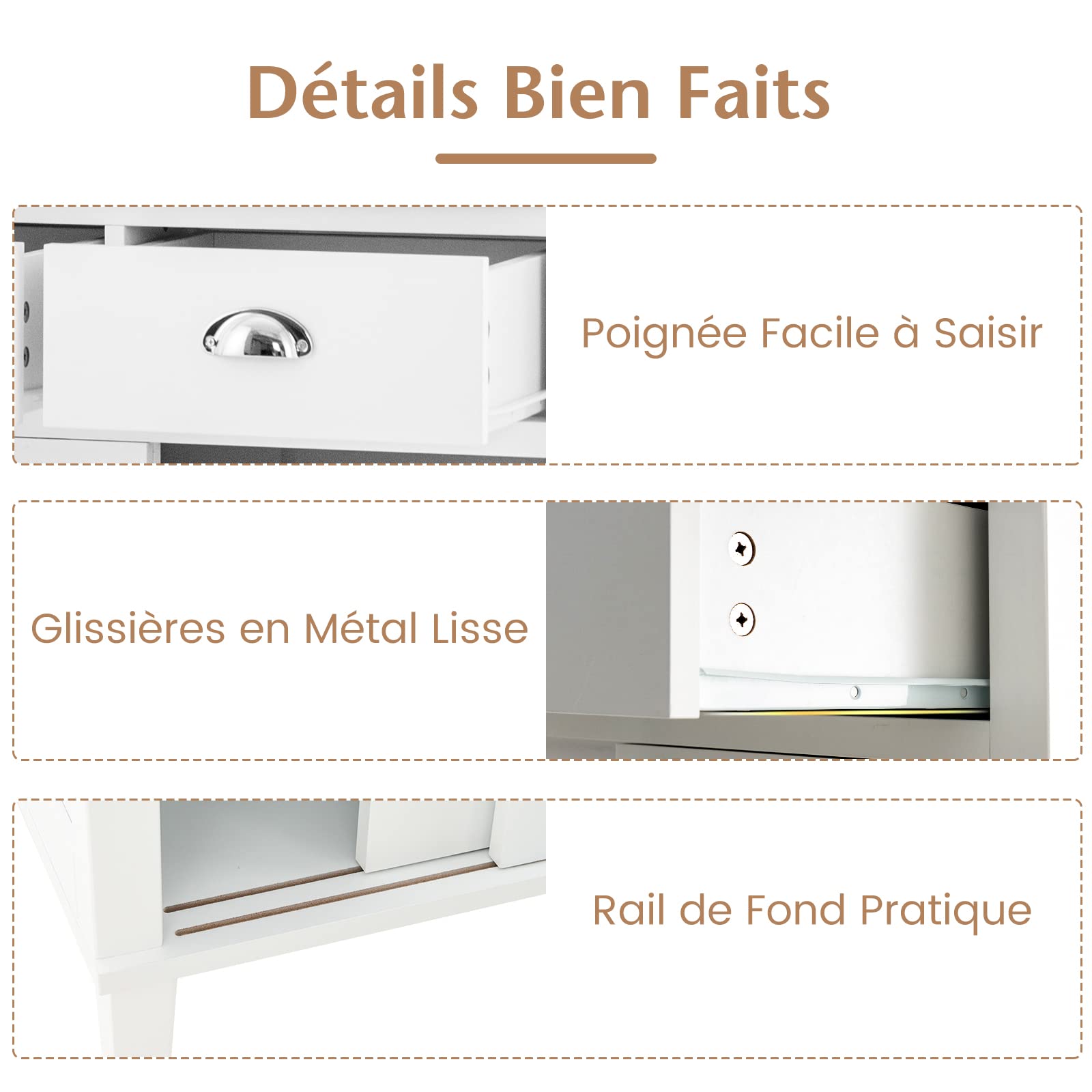 COSTWAY Buffet de Cuisine 170 cm avec Niche et Portes Coulissantes