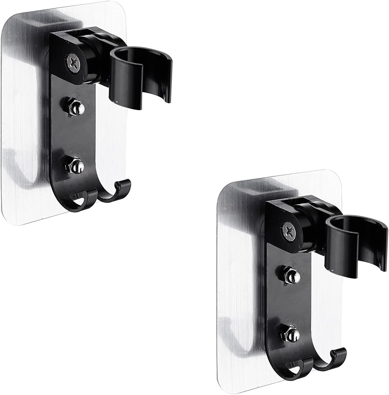 Mkauyycb One Color Shower Wand Holder Showerhead Bracket, Strong-Adhesive Wall-Mounted, With Adjustable Rod，2Pcs