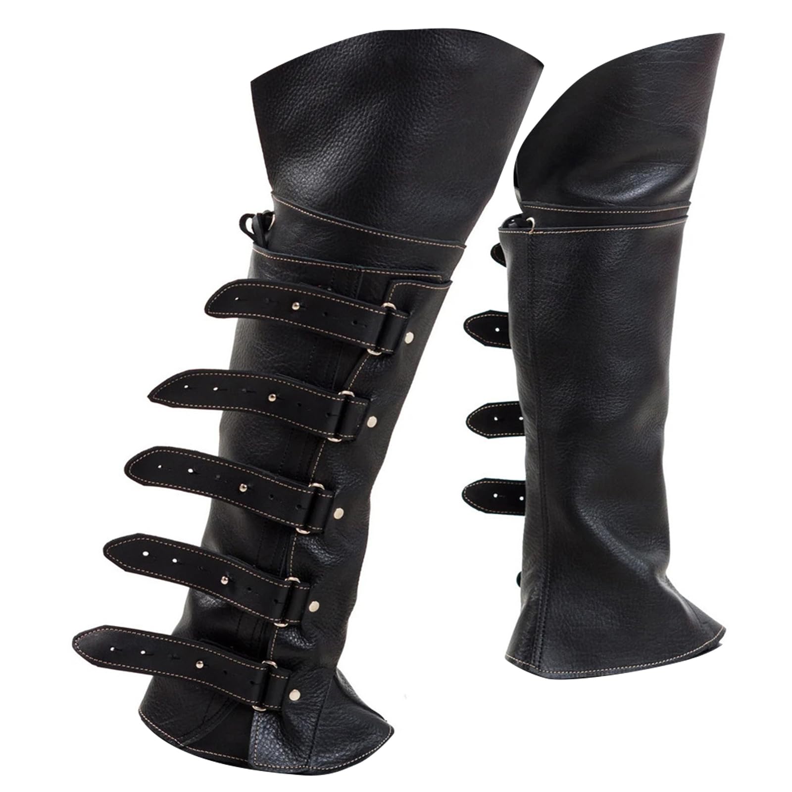 Couvre-Jambes Médiévaux En Simili Cuir – Bottes De Chevalier Renaissance, Accessoire Pirate Ou Steampunk Pour Adultes