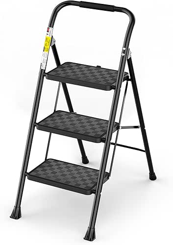 HBTower 3 Step Ladder, 3 Step Stool for Adults, 3
