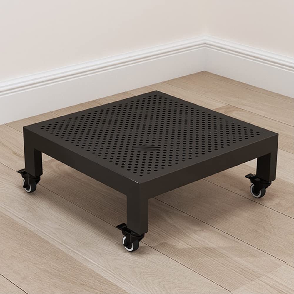 Base de Maceta de Hierro, Bandeja extraíble, Soporte de Flores Decorativo para balcón de jardín al Aire Libre, Soporte Inferior de Hierro Fundido móvil,Negro,40 * 40CM