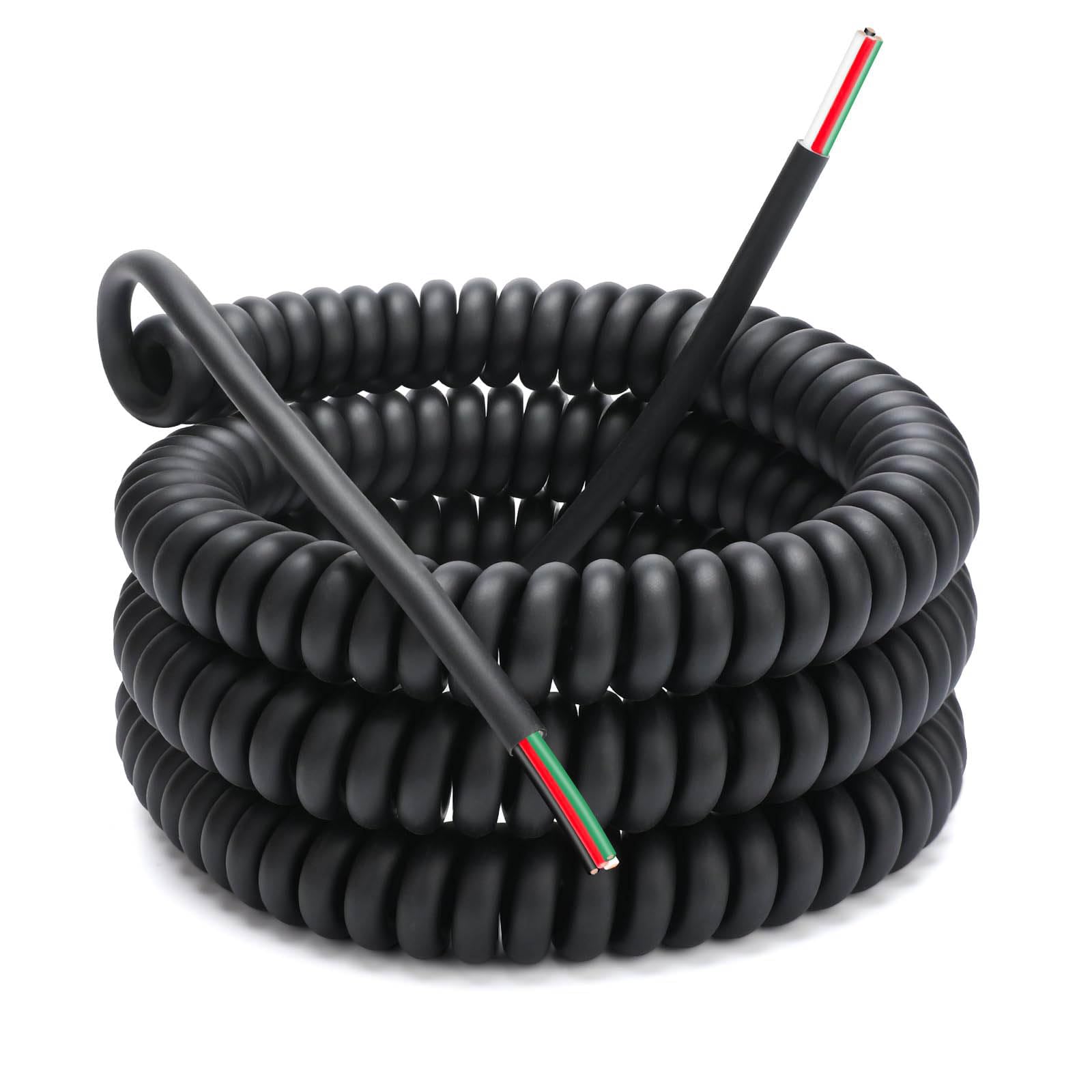 Cable retráctil de grado industrial de 4 conductores en espiral de 18 AWG, cable retráctil, cable de extensión de alimentación, cable elástico