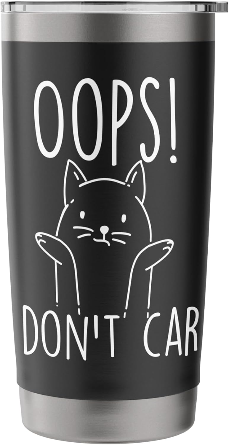 I Don't Care - Cat Lover Pet Owner Kitty Veterinarian Stainless Steel Insulated Tumbler - Image 3