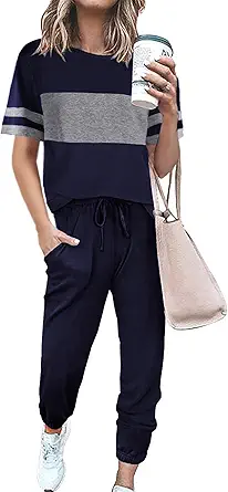 PRETTYGARDEN Women's Two Piece Sets 2025 Summer Spring Jogger Pants Travel Vacation Lounge Outfits Airplane Matching Clothes