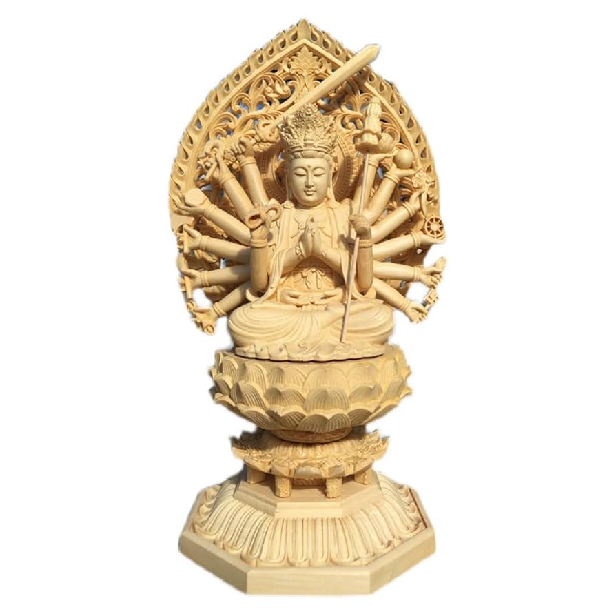 仏像 木彫り 准胝観音菩薩像 檜木 木彫 仏具 Amazon｜仏像【准胝観音菩薩】木彫り 准胝観音仏像(高さ28cm×巾