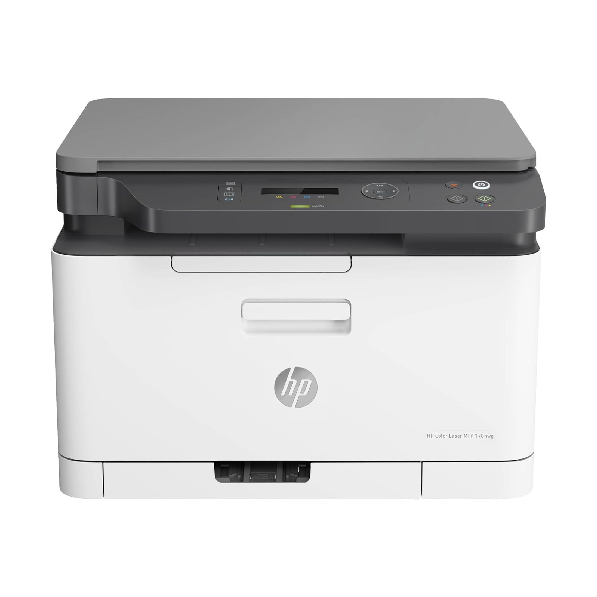 HP Color Laser MFP 178nw 4ZB96A - Impresora Láser Color Multifunción Wi-Fi, Imprime, Escanea y Copia, Ethernet, USB 2.0, Smart App, Panel LCD, Blanca y Gris