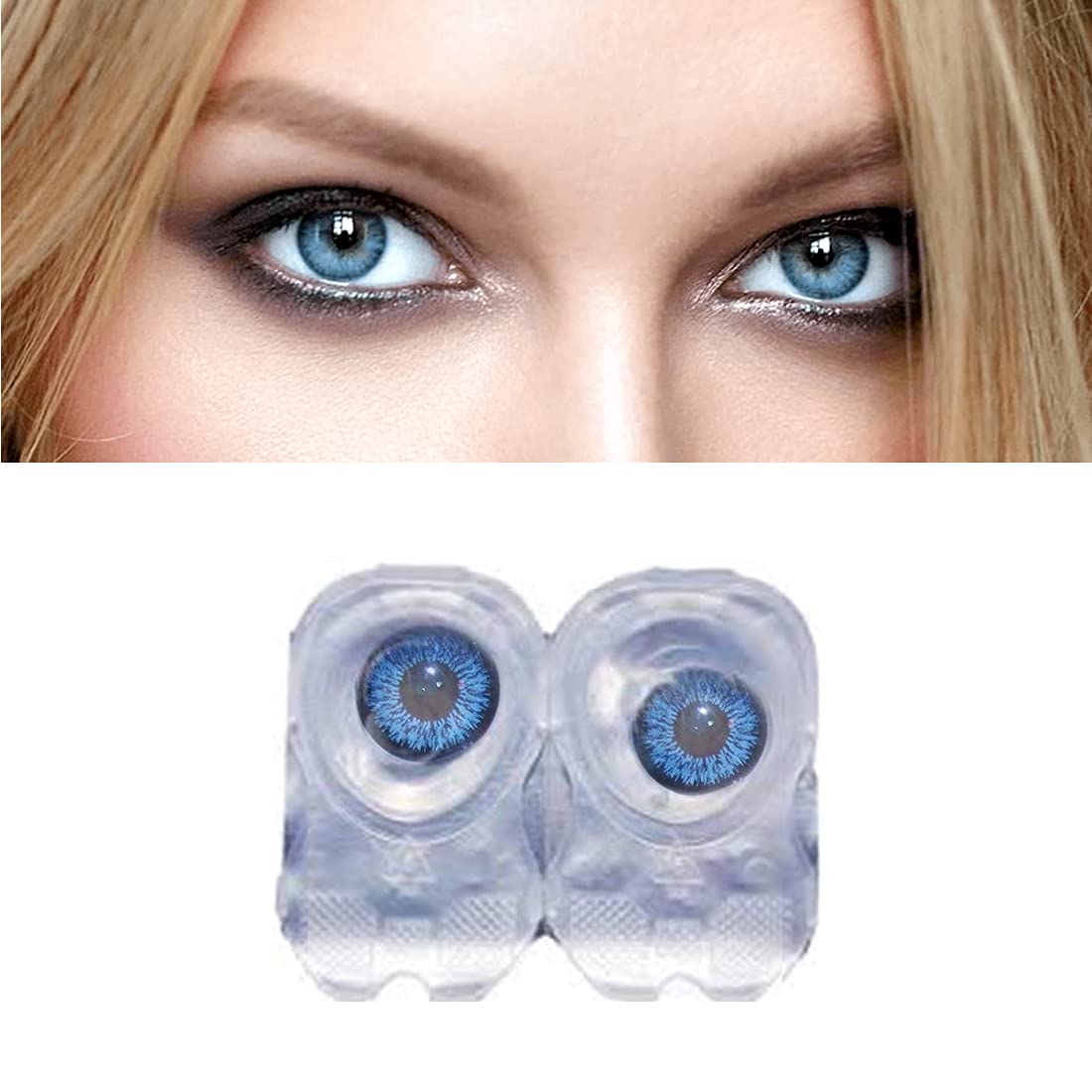 Soft Eye Dark Blue Monthly Color Contact Lens (Zero Power blue) For Girls women men with storage case zero power color contact lens-image-44