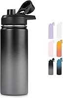 Vista 33 de Botella de agua aislada de 18 onzas con asa, botellas de agua de acero inoxidable 304 con boca ancha, botella de agua deportiva al vacío de doble