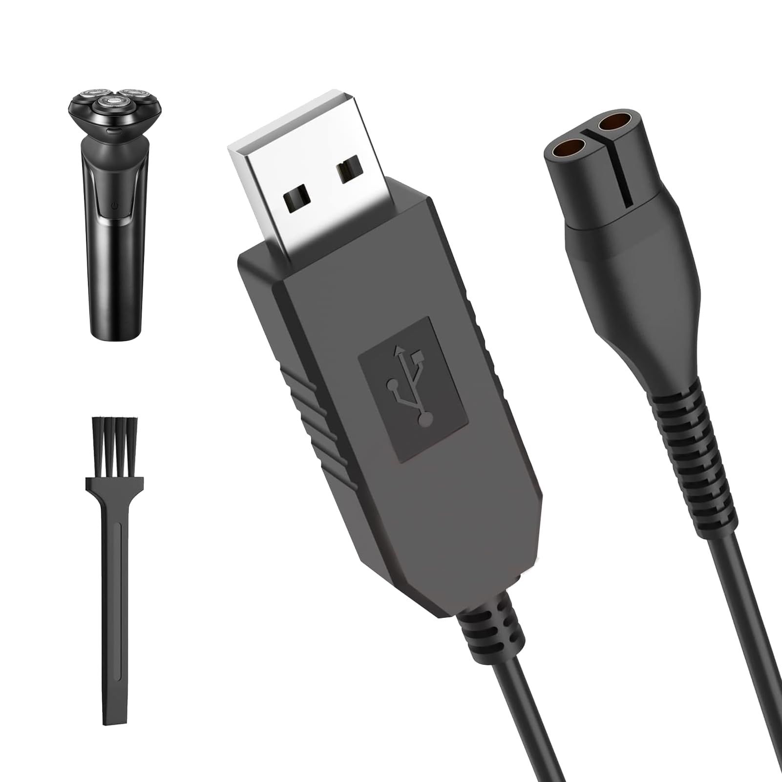 QneneamShaver Charger Cable, Razor Charger Wire 4.3V USB Compatible with Norelco One Blade QP2520 QP2620 A00390 QG3320 RQ320 RQ328 RQ330 RQ331 RQ338 RQ350 Series 1000 Shavers, Fast Charge, Black