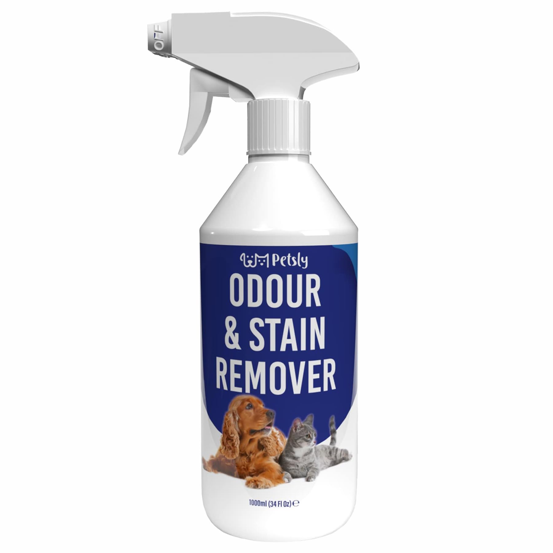 PetslyPowerful Pet Stain & Odour Remover Spray - Triple Strength Enzymatic Formula - 1000ml - Extreme Odour Neutralizer & Stain Eliminator for Home Carpets, Flooring & Furniture - Family & Pet Safe