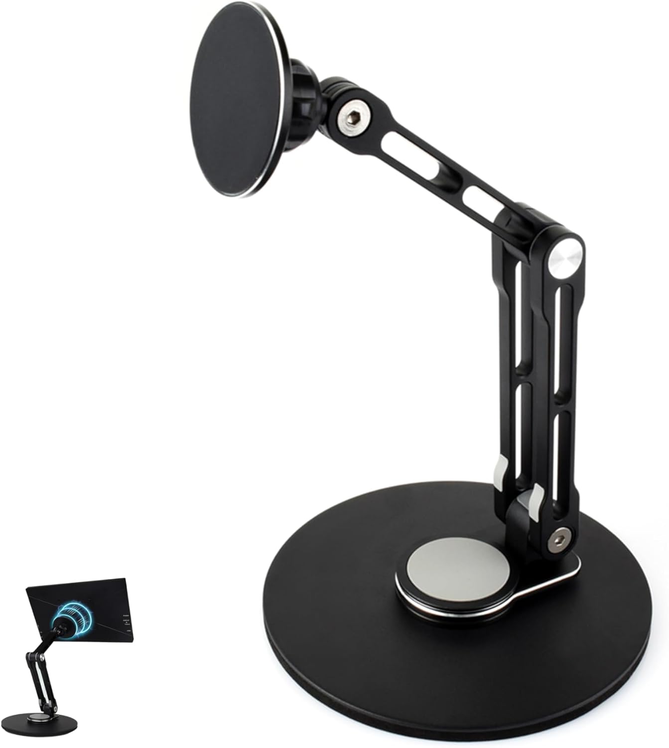 Portable Magnet Monitor Adjustable Stand Magnetic N52 Neodymium, Compatible with 4~18.5inch Monitors, Supports Multi-axis Rotation, Comes with Magnetic Metal Rings, Foldable for Easy Storage