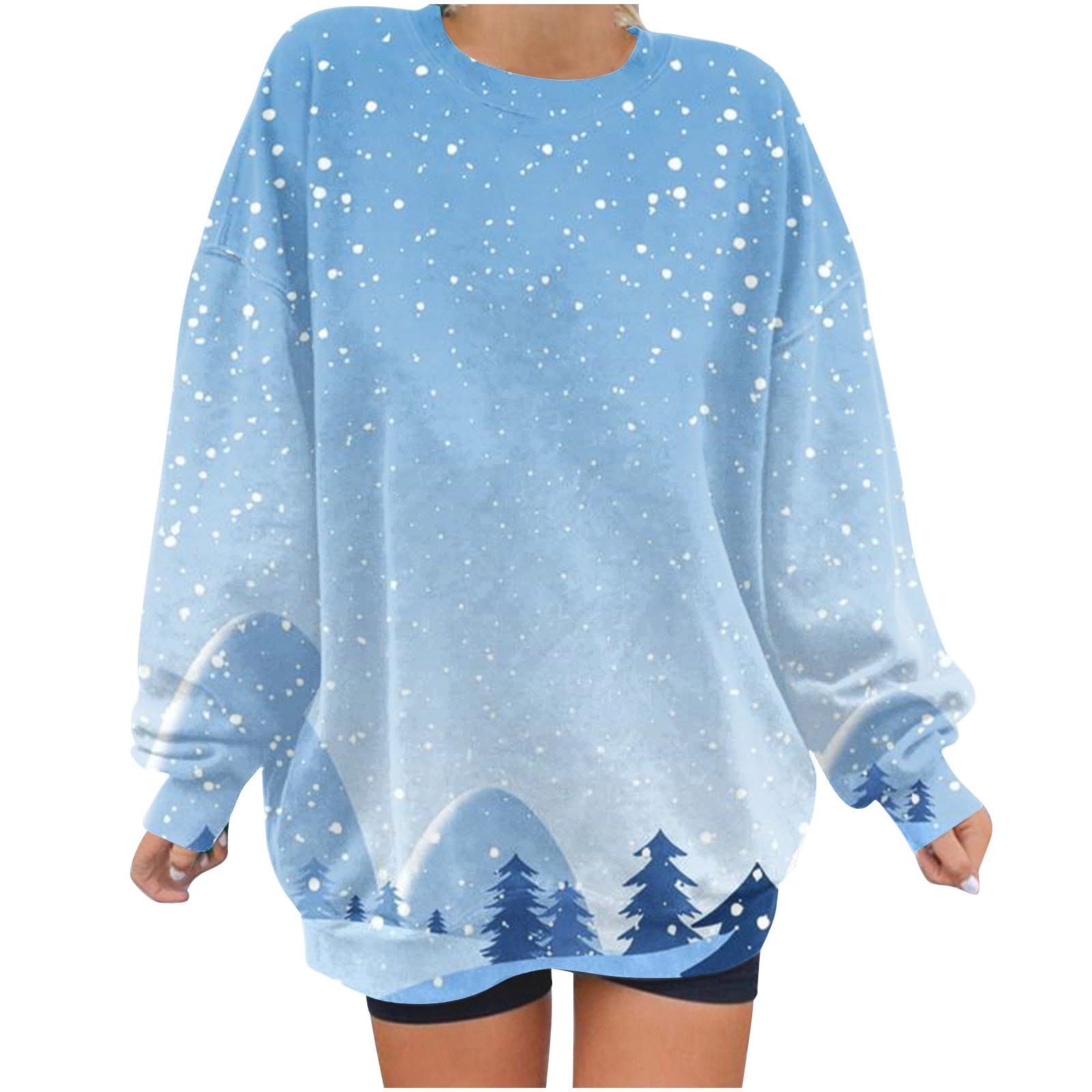 Women Oversized Funny Christmas Sweatshirt Long Sleeve Crewneck Plus Size Fleece Pullover Tops Outerwear Shirt