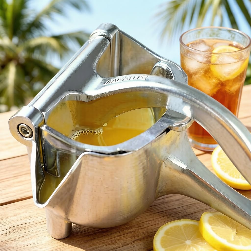 2 exprimidores manuales de aleación de aluminio, prensa de frutas y extractor de cítricos resistente para el hogar, exprimidor de mano para naranja limón con mango ergonómico (plateado)