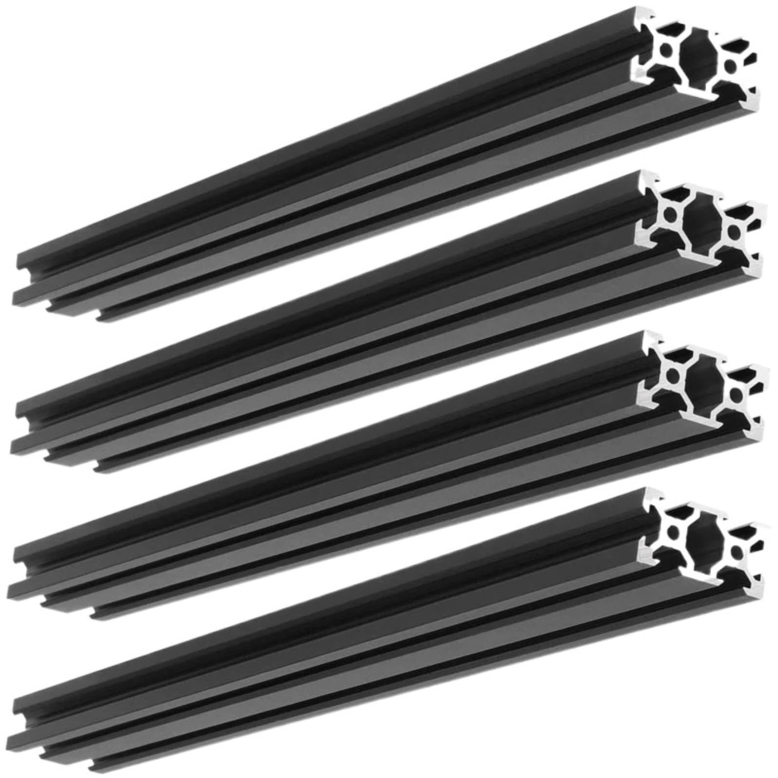 Ranura de perfil de aluminio, Paquete de 4 carriles lineales con ranura en V, perfil aluminio 2040 negro, 100-560mm, bricolaje(300MM)