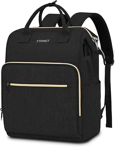 Ytonet Mochila para laptop para mujer, mochila grande de 17.3 pulgadas para mujer, bolsa de viaje con compartimento para laptop, puerto de carga