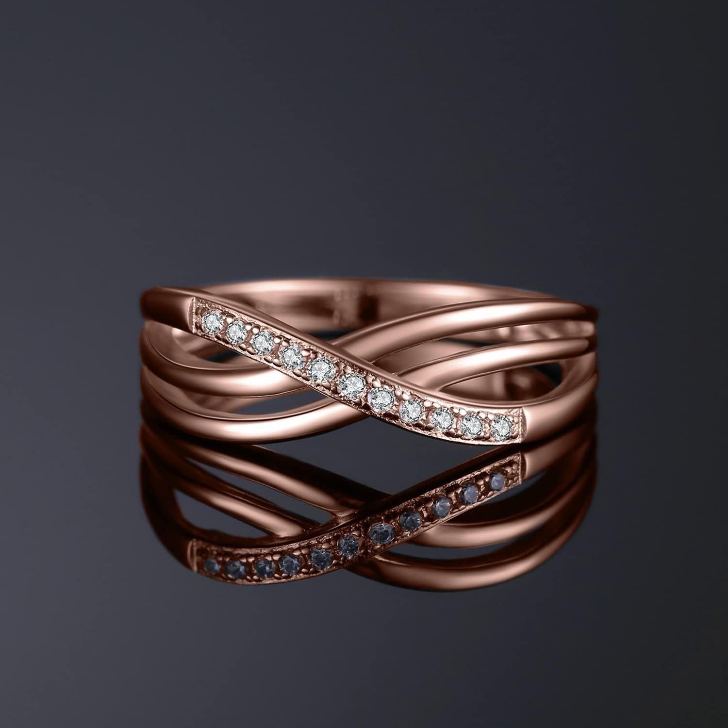 JewelryPalace Infinity Knot Cubic Zirconia Wedding Ring for Women, CZ 925 Sterling Silver 14K White Yellow Rose Gold Plated Promise Ring for Her Eternity Bands Jewelry Set - Image 3