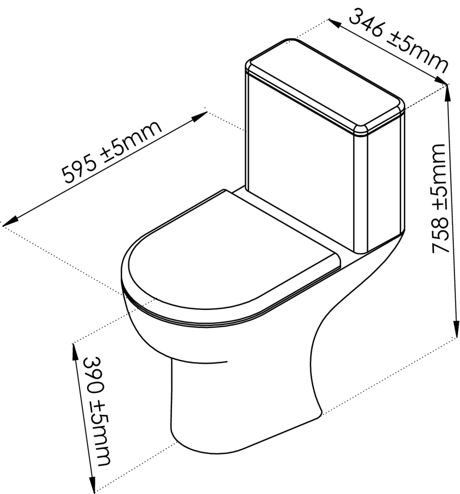 ONDÉE - Pack WC CLAIN con uscita orizzontale - Vaso a bassa profondità 39cm - Ceramica bianca - Coperchio con chiusura rallentata - Meccanismo di scarico 3/6L - Alimentazione laterale reversibile