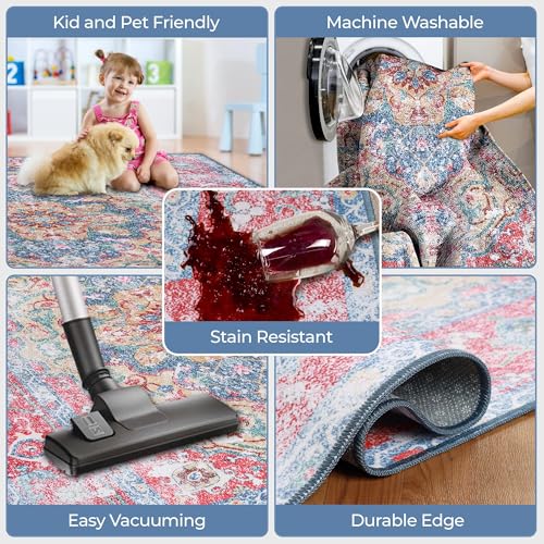 Tapis d'intérieur lavable bohème chic doux pour salon