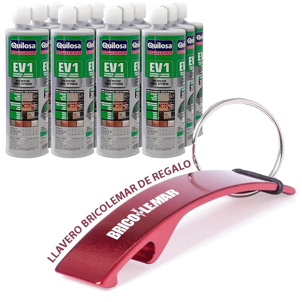 Kit Anclaje Quimico EV1 en caja de 12 cartuchos de 410ml + Llavero/Abrebotellas de Regalo (12 Cartuchos EV1 + Llavero de Regalo)