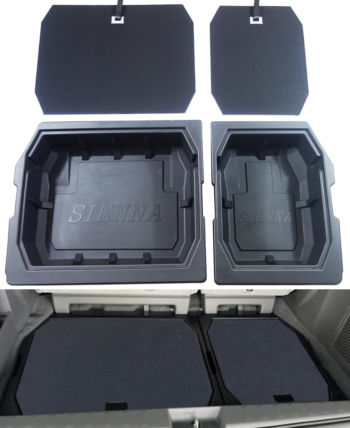 For 2011-2020 Toyota Sienna Trunk Organizer, MPV Insert Cargo Rear Hatch Storage Box, Extra Space fits Sienna Under Cargo Floor Storage Bins Accessories