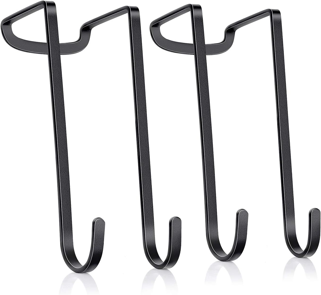 Over-The-Door Hooks,FLE 2 Packs Durable Metal Over Door Hooks for Bathroom,Kitchen,Bedroom,Cubicle,Shower Room Hanging Towel,Bags,Keys,Coat etc(Black)