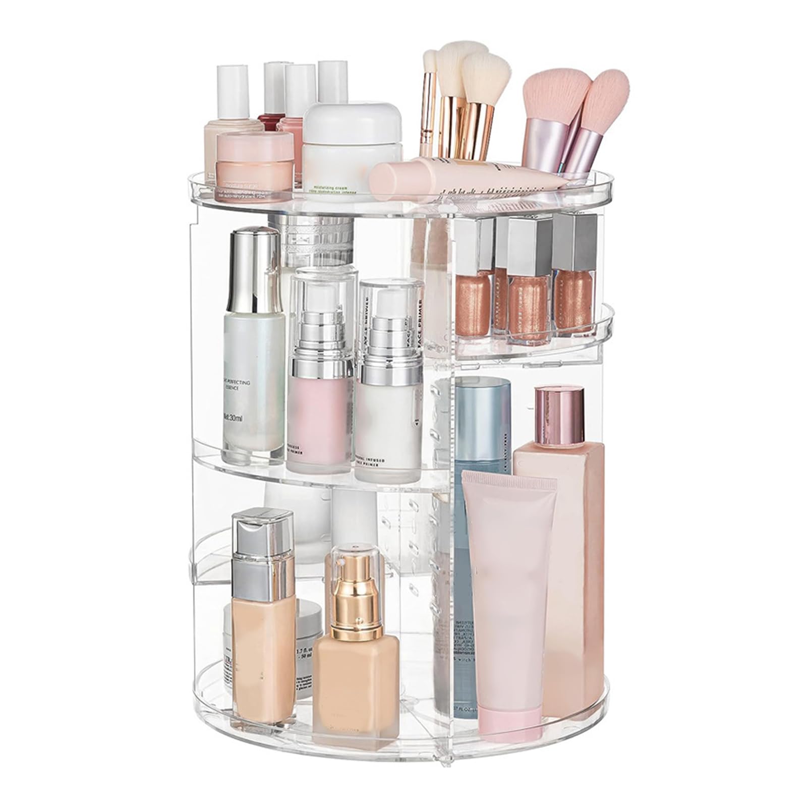 Generisch Geräumiger Make up Organizer, drehbares Acryl Schönheitsproduktregal, kosmetische Aufbewahrungslösung für Schminktisch und Badezimmer, Kosmetikprodukt Organizer