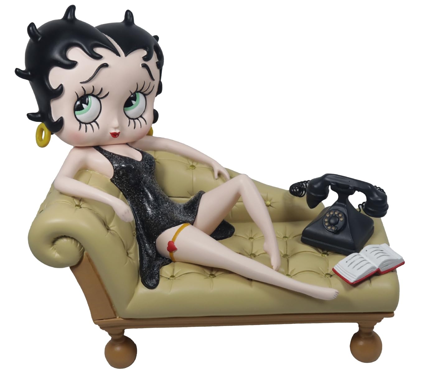 Middle-England Betty Boop Collectable Figurine on Chaise Lounge, 19 x 18.5 x11.5 cm, Cream and Black