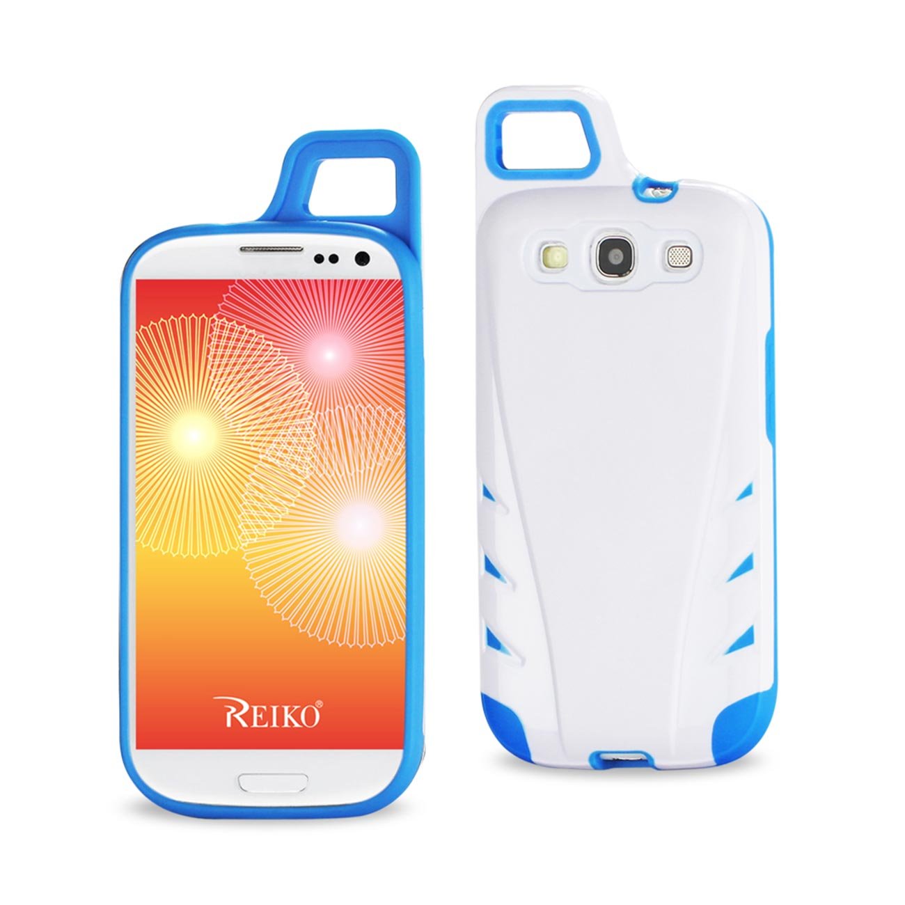 Reiko Wireless Samsung Galaxy S3 Drop Proof Workout Hybrid Case with Hook in White Navy - Colored
