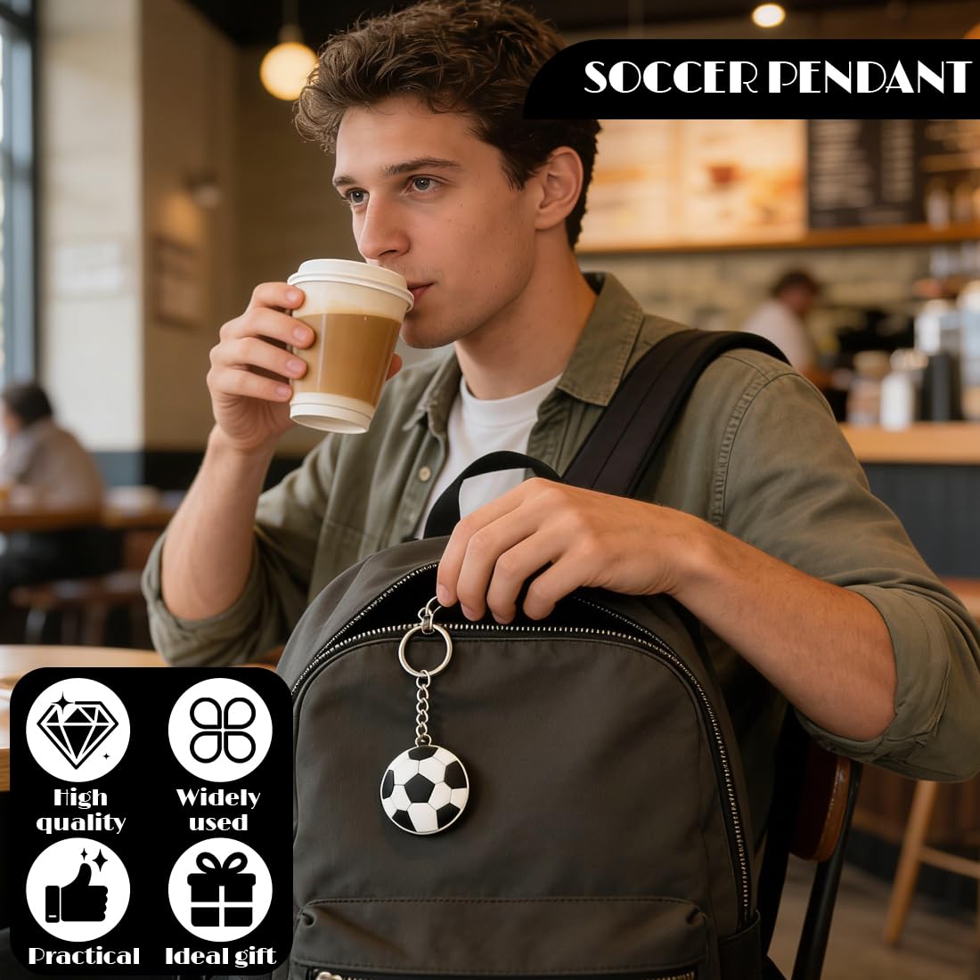 Llaveros de PVC con forma de balón de fútbol para bolsos y mochilas