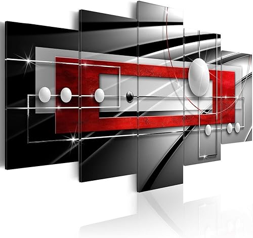 AWLXPHY Decor Lienzo abstracto para pared, color rojo y negro, 5 piezas para decoración de dormitorio, pintura geométrica moderna y simple,