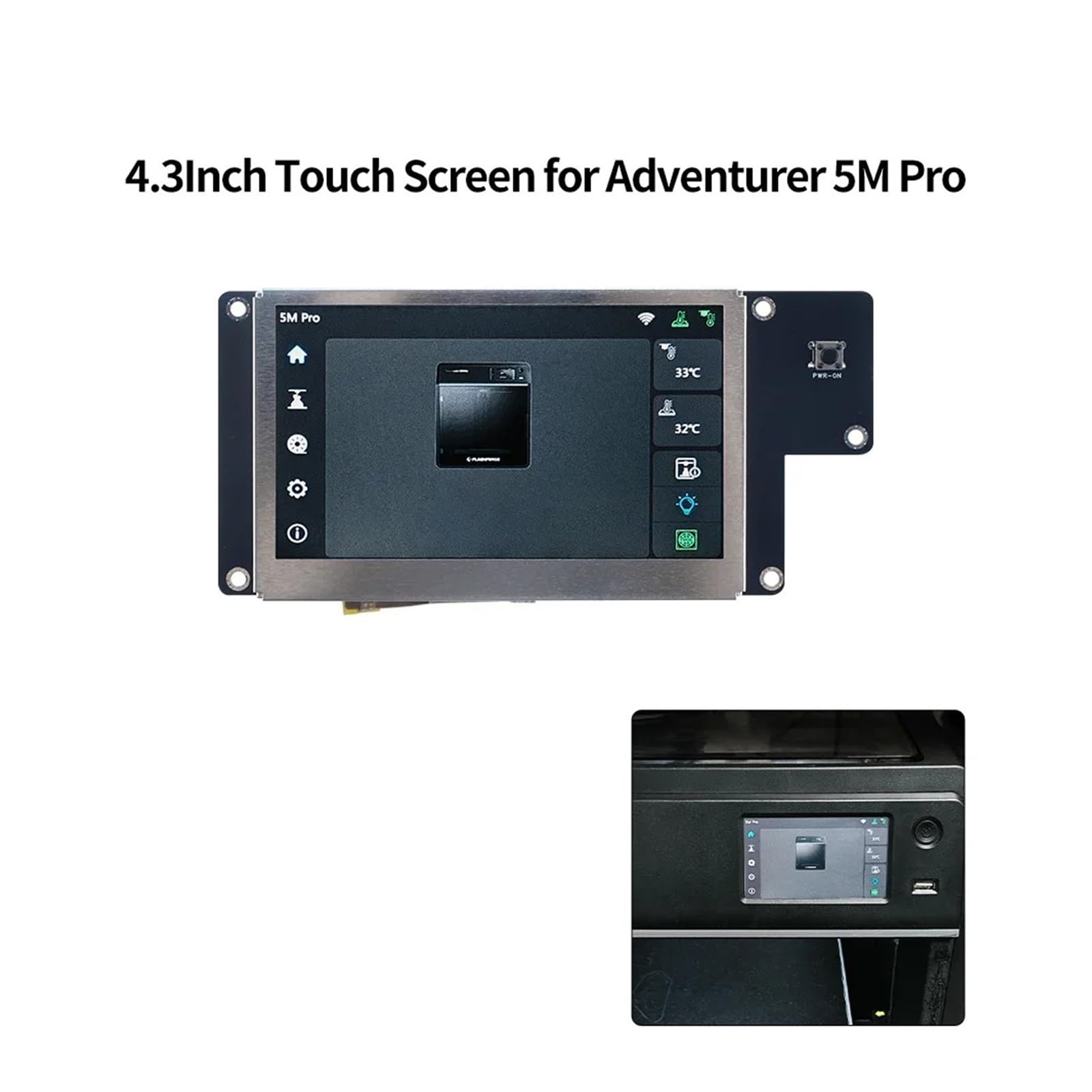 Schermo Touch 4.3 Pollici Compatibile Con Flashforge AD5M Pro | Stampa 3D, display nitido, controllo touch fluido, installazione semplice, accessorio sostitutivo