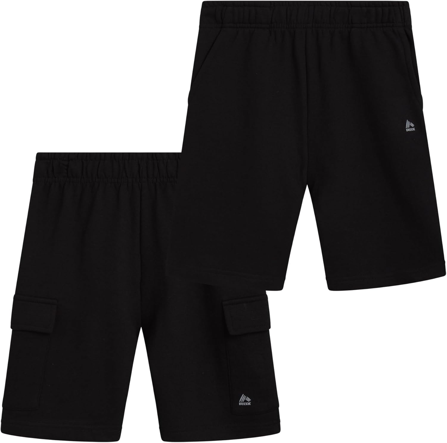 RBX Boys’ Active Shorts – 2 Pack Breathable Performance Fleece Athletic Shorts with Functional Pockets (Sizes: 8-16)