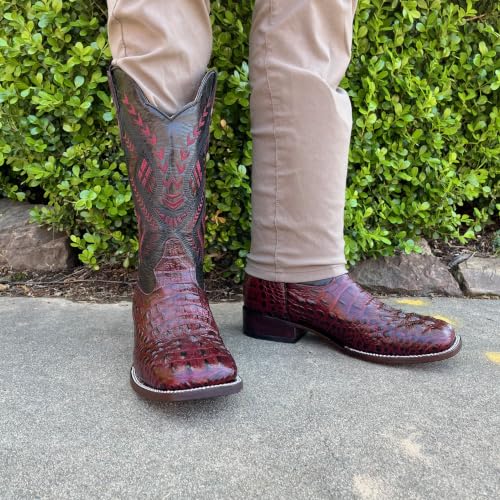 Image of Men's Alex Western Cowboy Boots Square Toe Pull On | Embossed Full Grain Leather
