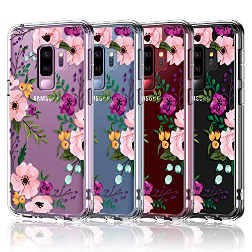 Luhouri Samsung Galaxy S9 Plus Case Clear With Design For Girls Women,Shockproof Hard Pc Cover And Soft Tpu Bumper Slim Fit Protective Phone Case For Galaxy S9+ Plus 6.2 Inch Purple Blossoms #TOP6